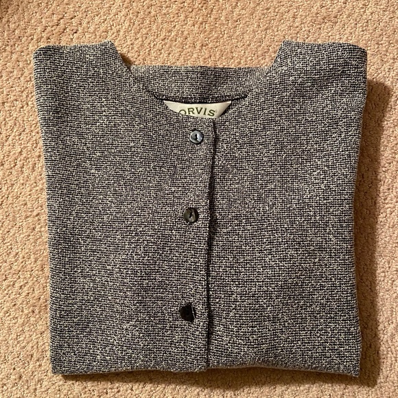 Black and White Tweed Cardigan Sweater; Black Buttons; Lightweight; Medium; EUC - Picture 1 of 15